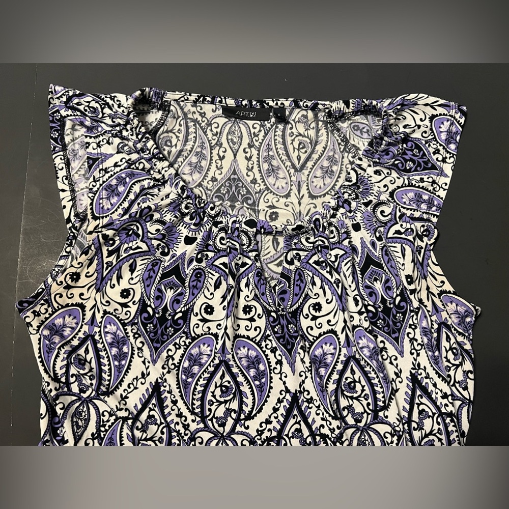 Apt 9 Womens Size S Purple & White Paisley Design Knee Length Dress Sleeveless - Picture 4 of 16